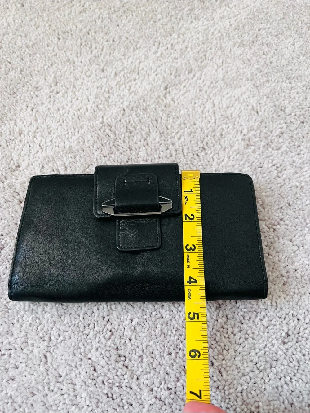 Kooba Black Leather Clutch Wallet with Silver Hardware